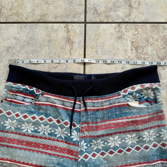 Parish Nation Men’s Jean Jogger Drawstring Fair Isle Pants size Large NWT - Picture 4 of 10
